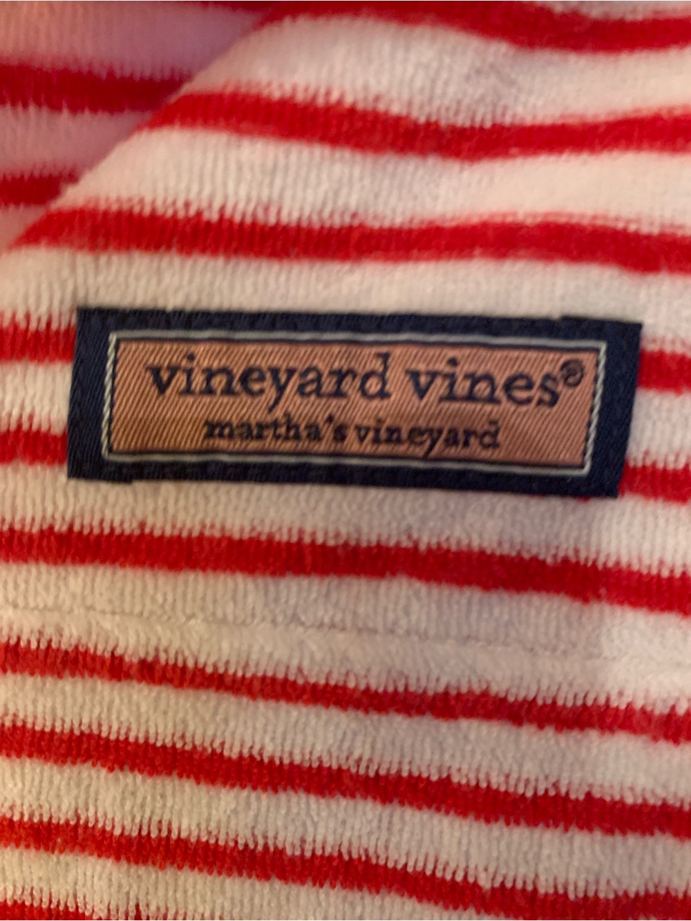 Vineyard Vines Red and White Striped Woman Terry Pullover Pouch Pocket size S - Picture 2 of 6